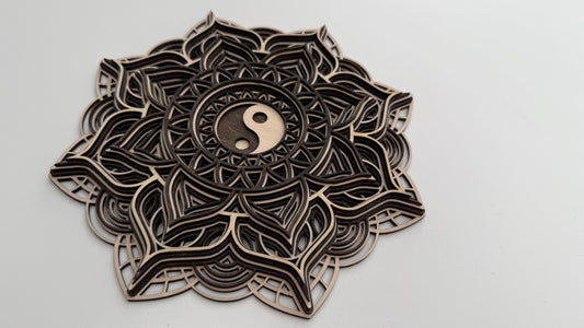 Layered Wooden Yin-Yang Mandala – Symbol of Balance