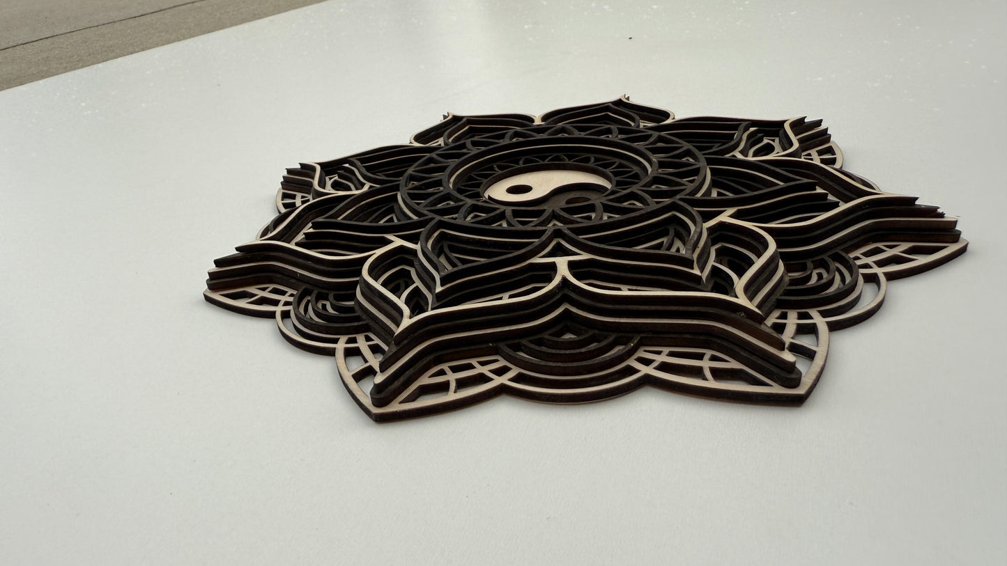 Layered Wooden Yin-Yang Mandala – Symbol of Balance