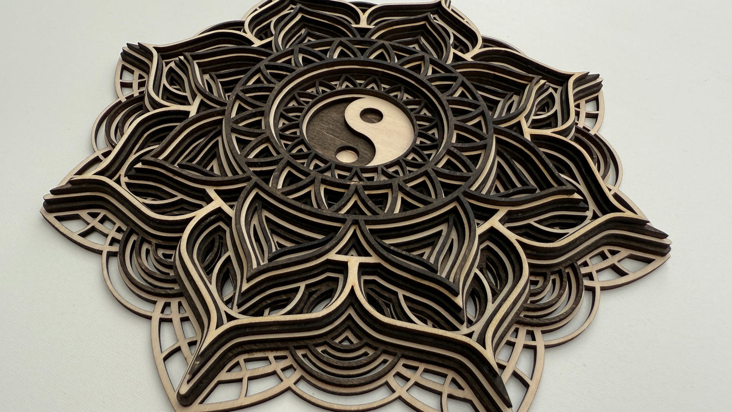 Layered Wooden Yin-Yang Mandala – Symbol of Balance
