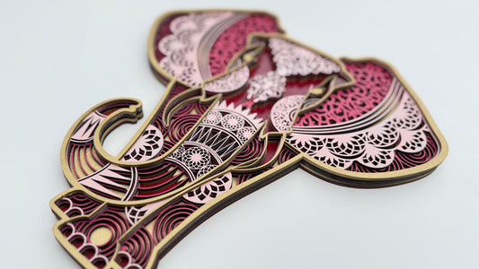 Handcrafted Layered Elephant Wall Art – Mandala Inspired Design