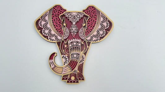 Handcrafted Layered Elephant Wall Art – Mandala Inspired Design