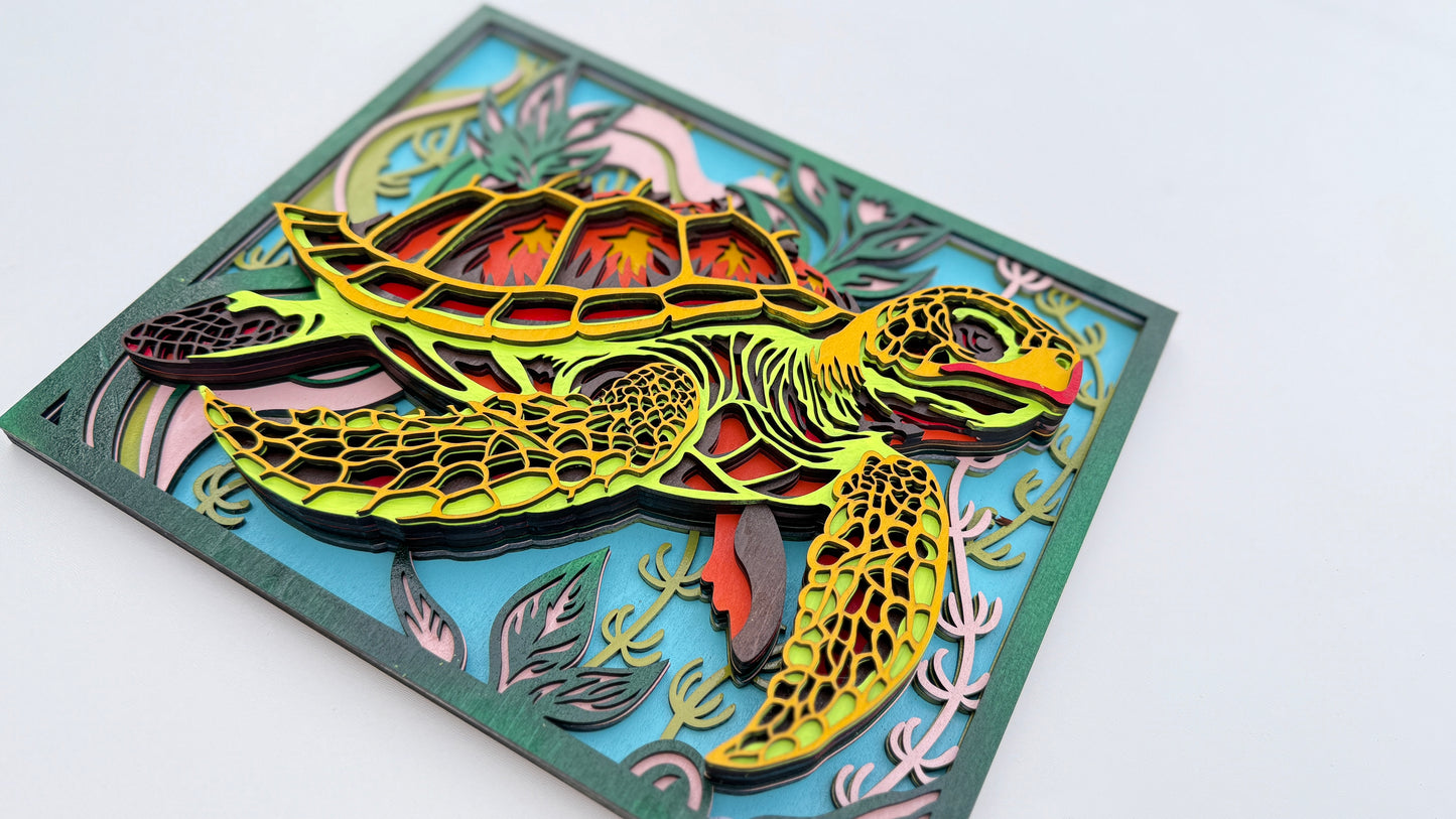 Layered Wooden Sea Turtle – Ocean Spirit Edition